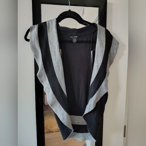 Lucky Brand Black Open-Front Sleeveless Knit Vest